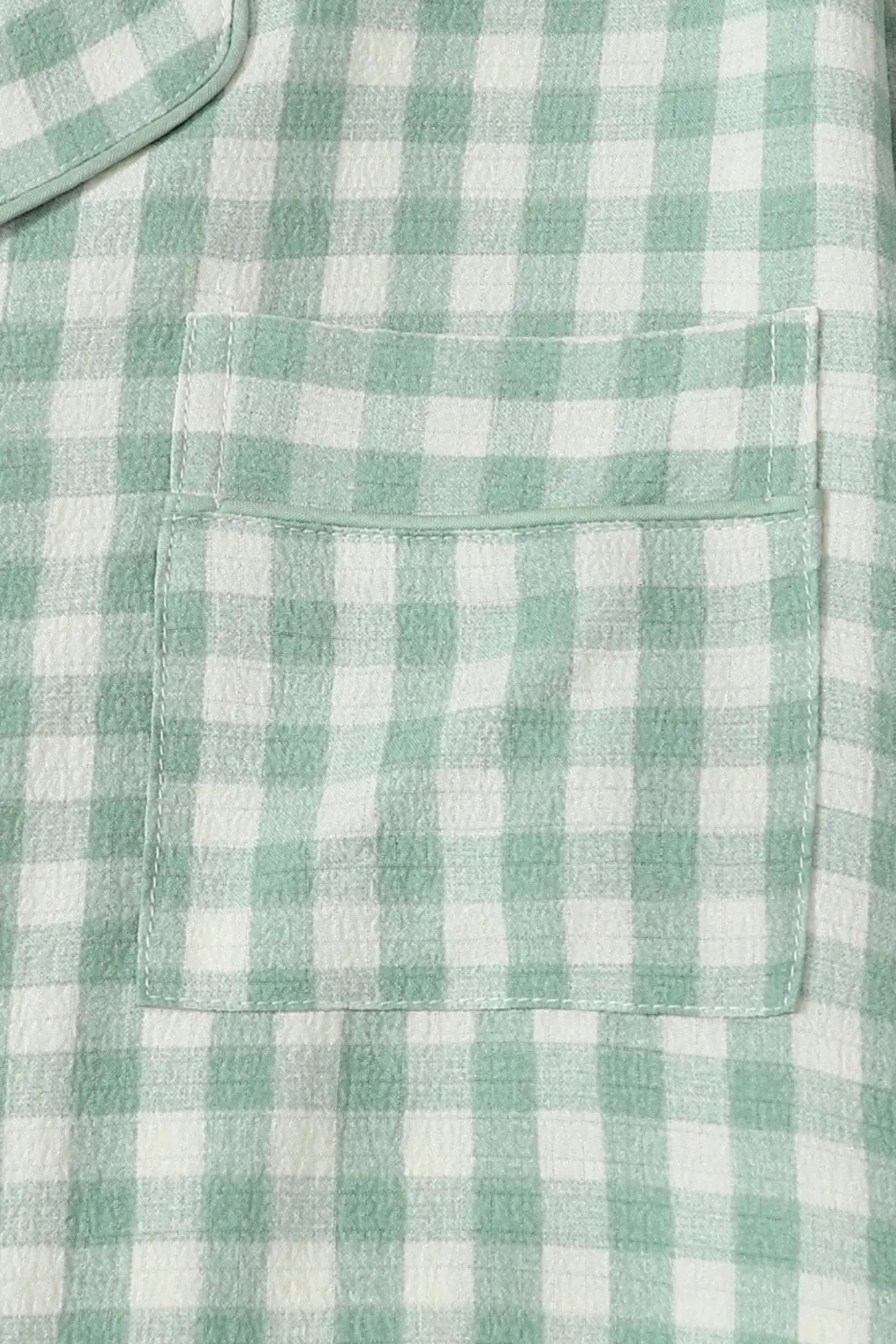 Yeşil Kare Desenli Rahat Pijama Takımı