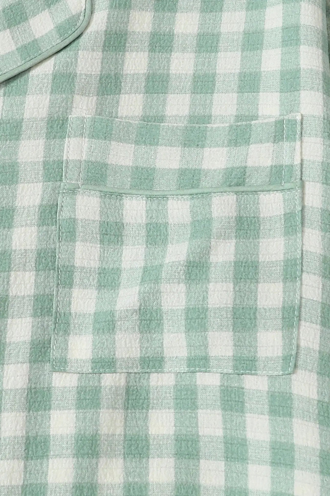 Yeşil Kare Desenli Rahat Pijama Takımı