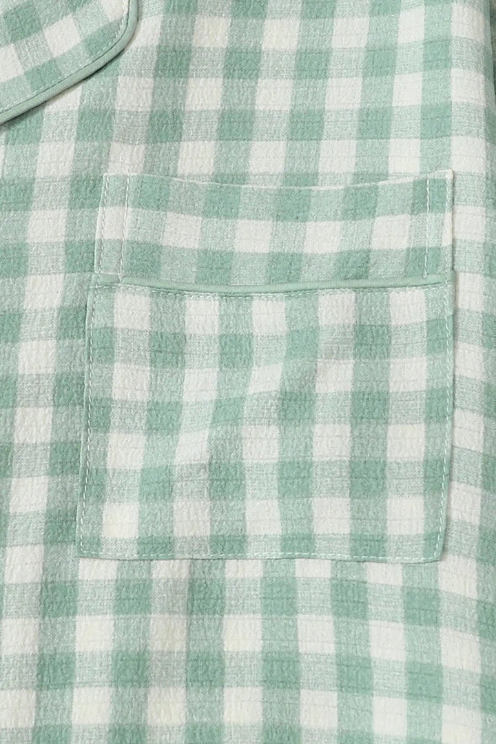 Yeşil Kare Desenli Rahat Pijama Takımı