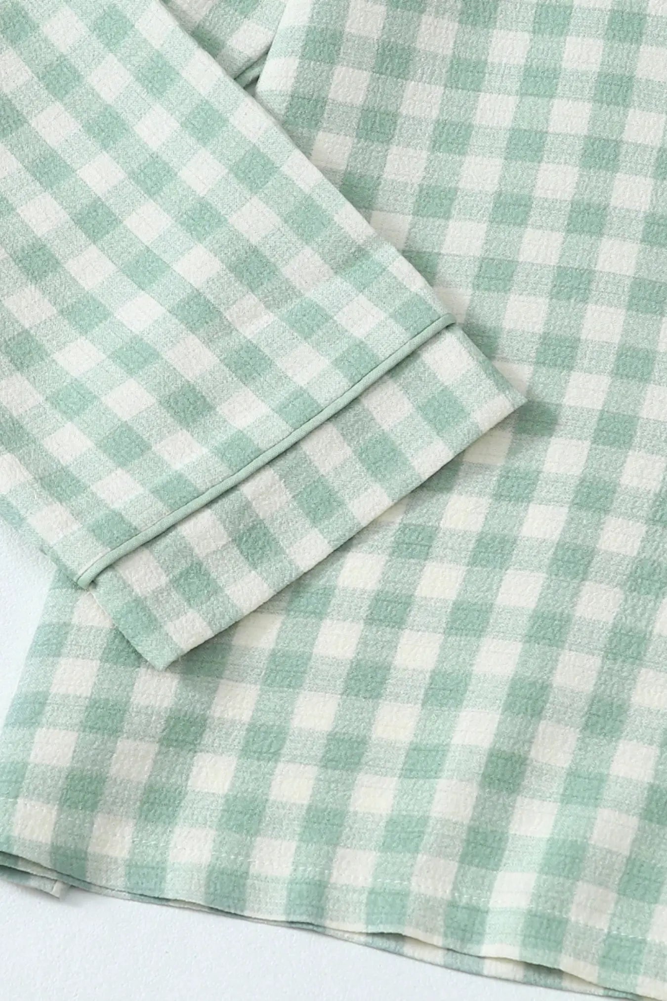 Yeşil Kare Desenli Rahat Pijama Takımı