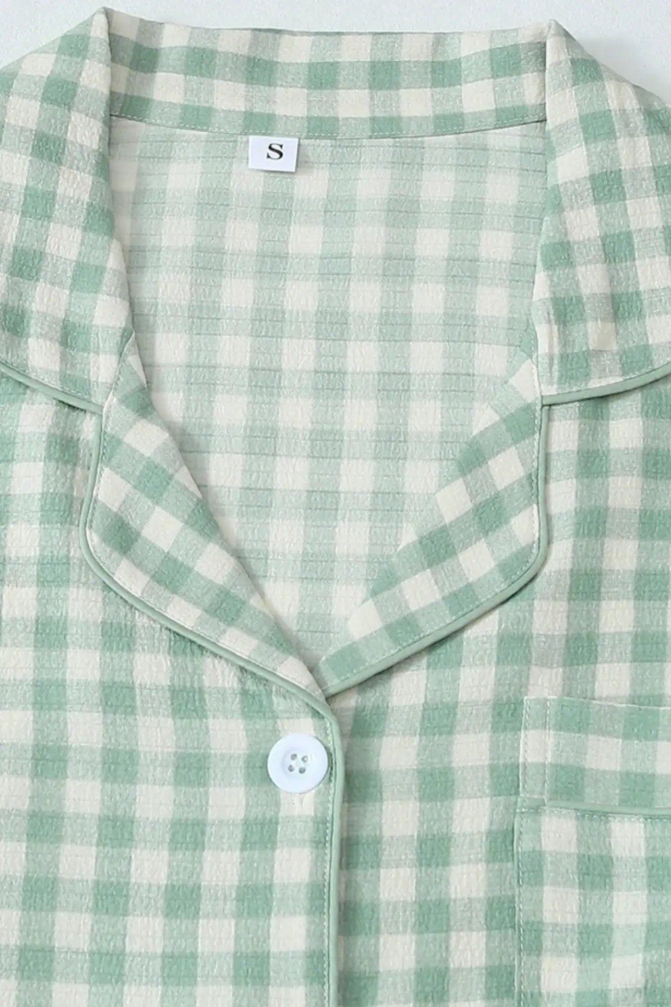 Yeşil Kare Desenli Rahat Pijama Takımı