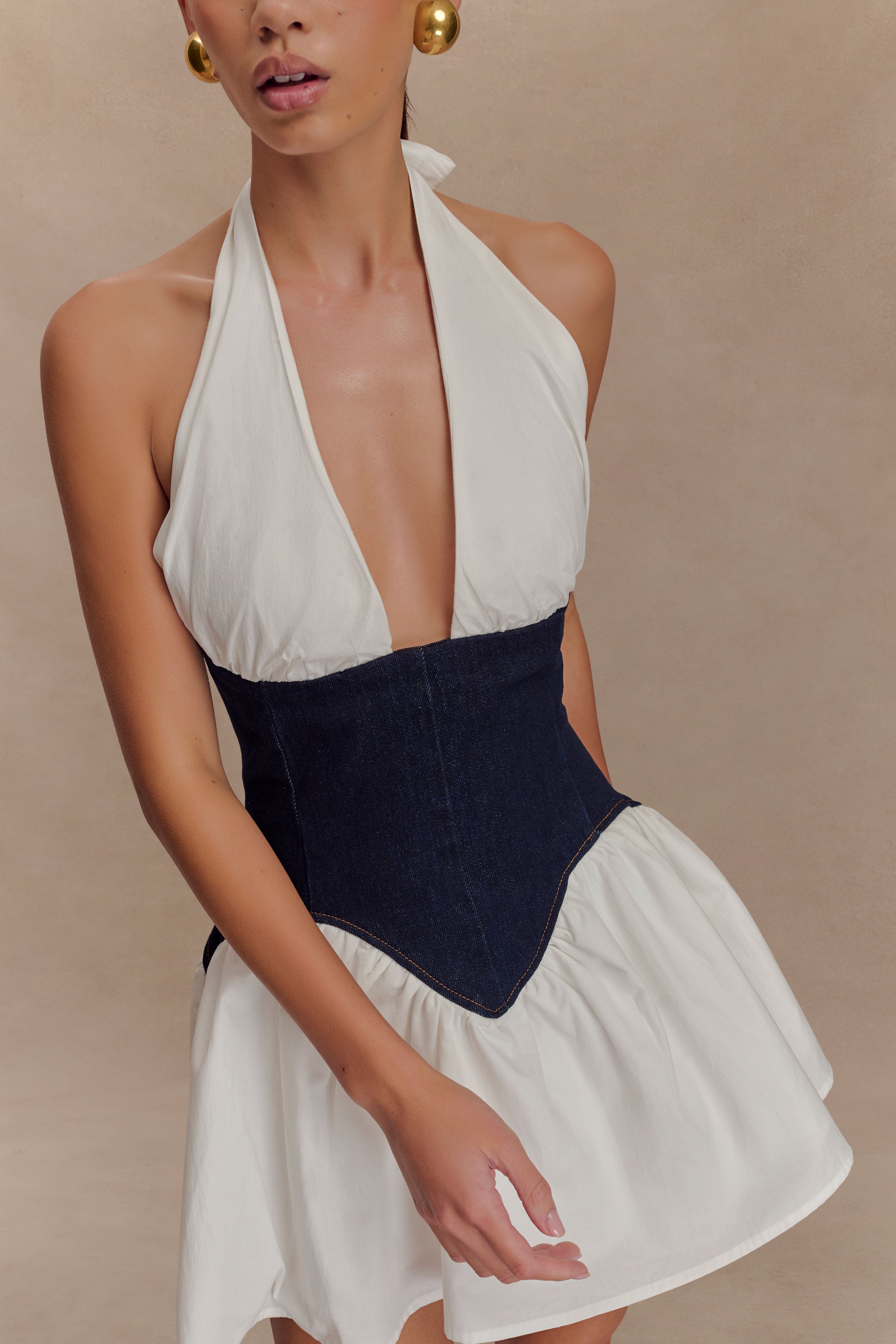 Merlyn İndigo Mavi Denim Pamuk Mini Elbise