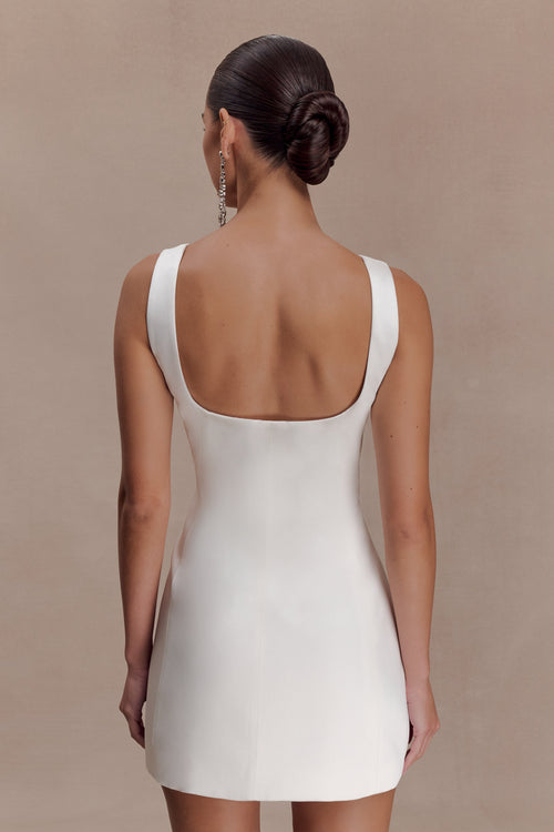 Beth Saten Mini Elbise - Beyaz
