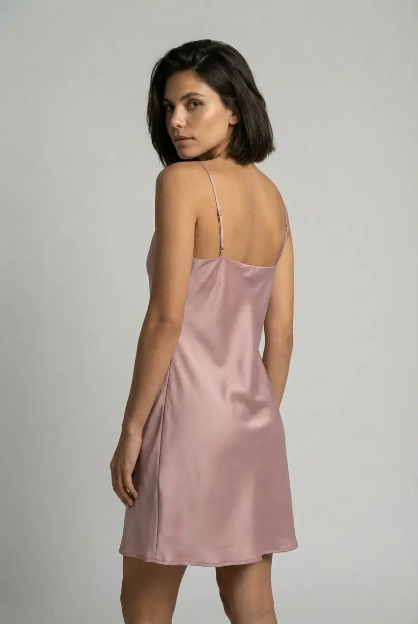 Petale de Satin Pembe Altın Saten Elbise