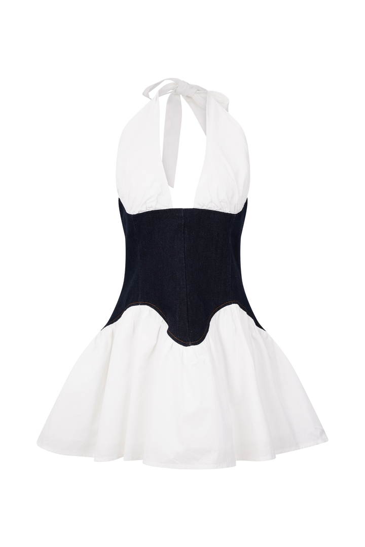 Merlyn İndigo Mavi Denim Pamuk Mini Elbise