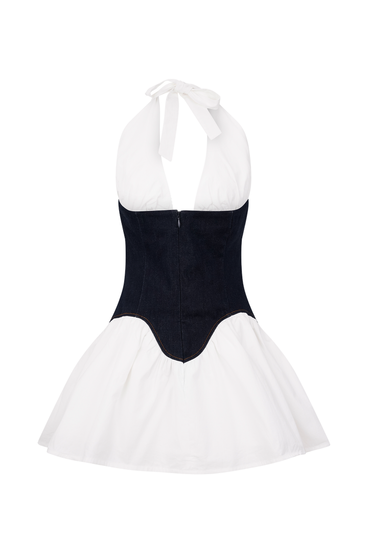 Merlyn İndigo Mavi Denim Pamuk Mini Elbise
