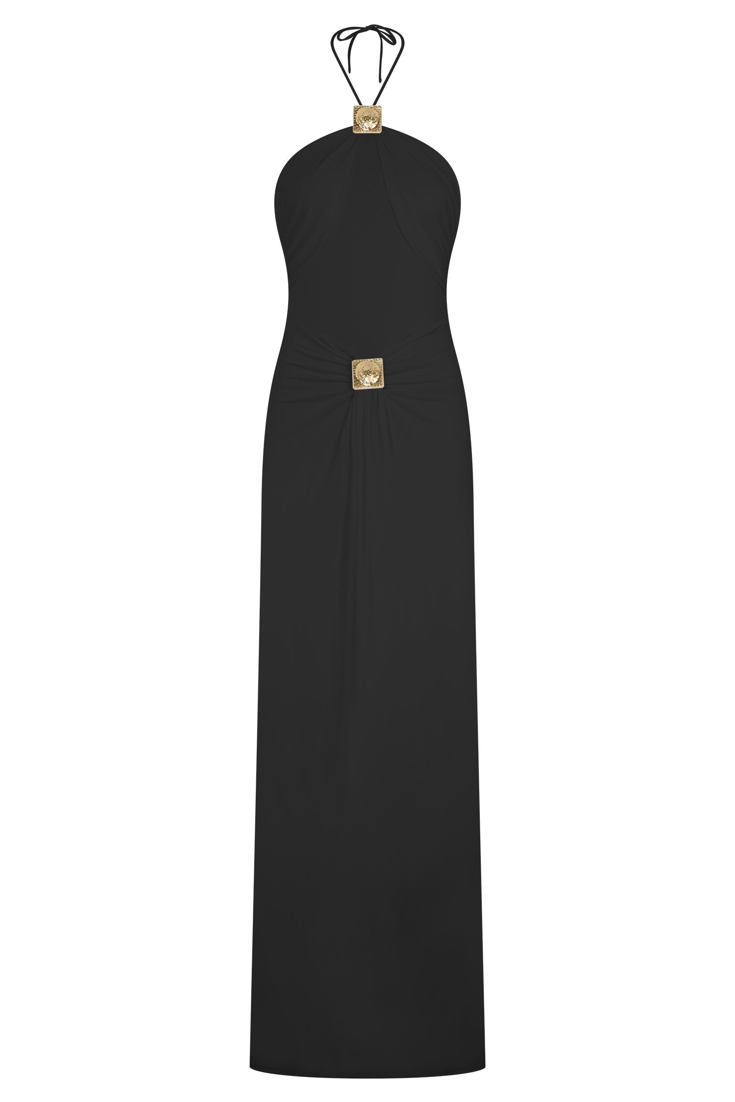 Quincy Siyah Halter Maxi Elbise - Şık Donanım Detaylarıyla