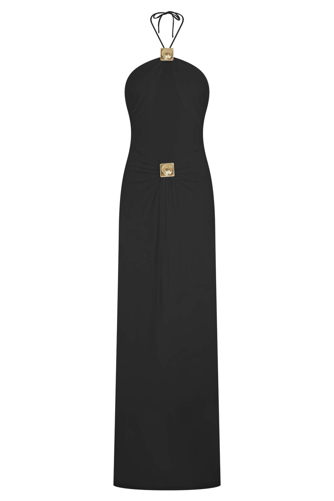 Quincy Siyah Halter Maxi Elbise - Şık Donanım Detaylarıyla