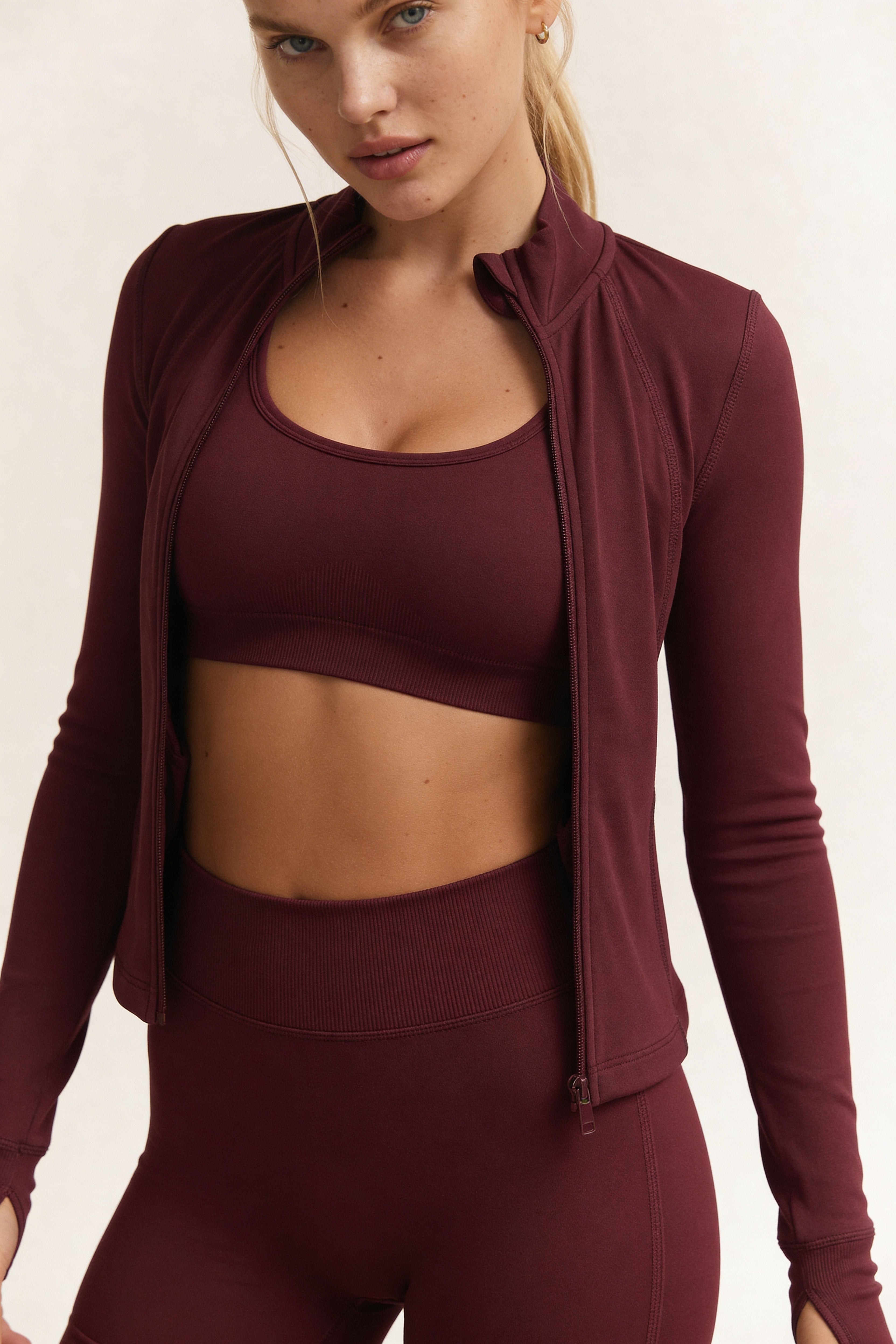 Moonhaven SoftFlow™ Kısa Spor Ceket - Bordo