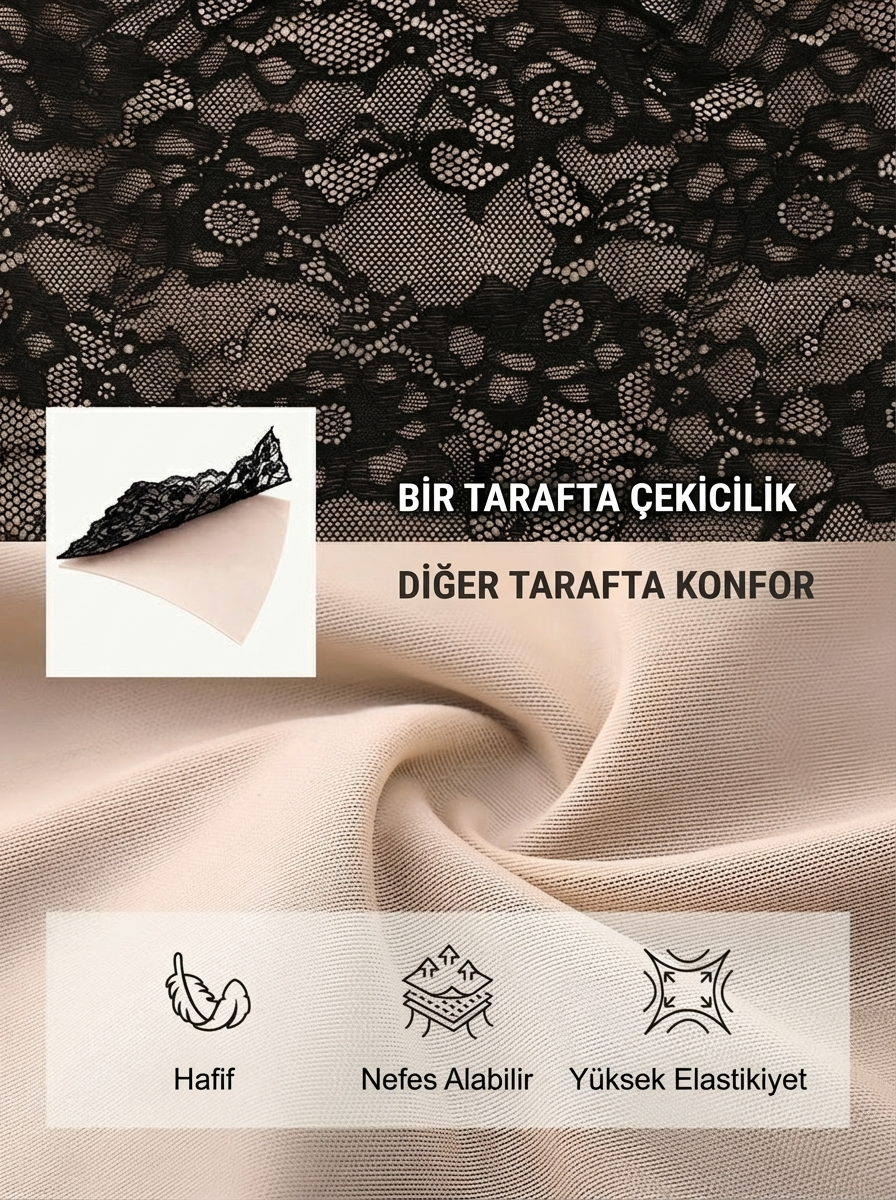 Dantelli V Yaka Tam Vücut Bodysuit (Kopya)